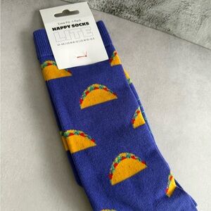 Happy Socks Vibrant Blue Taco Pattern Crew Socks
